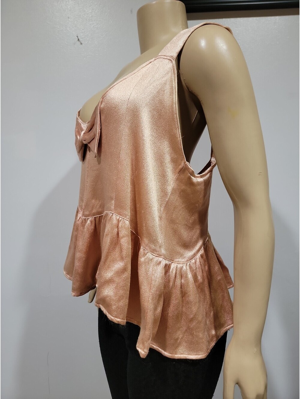 Marrika Nakk sleeveless peplum Tunic top Orange (FITS M) Ruffled Bow Detail #C3 - Picture 7 of 8